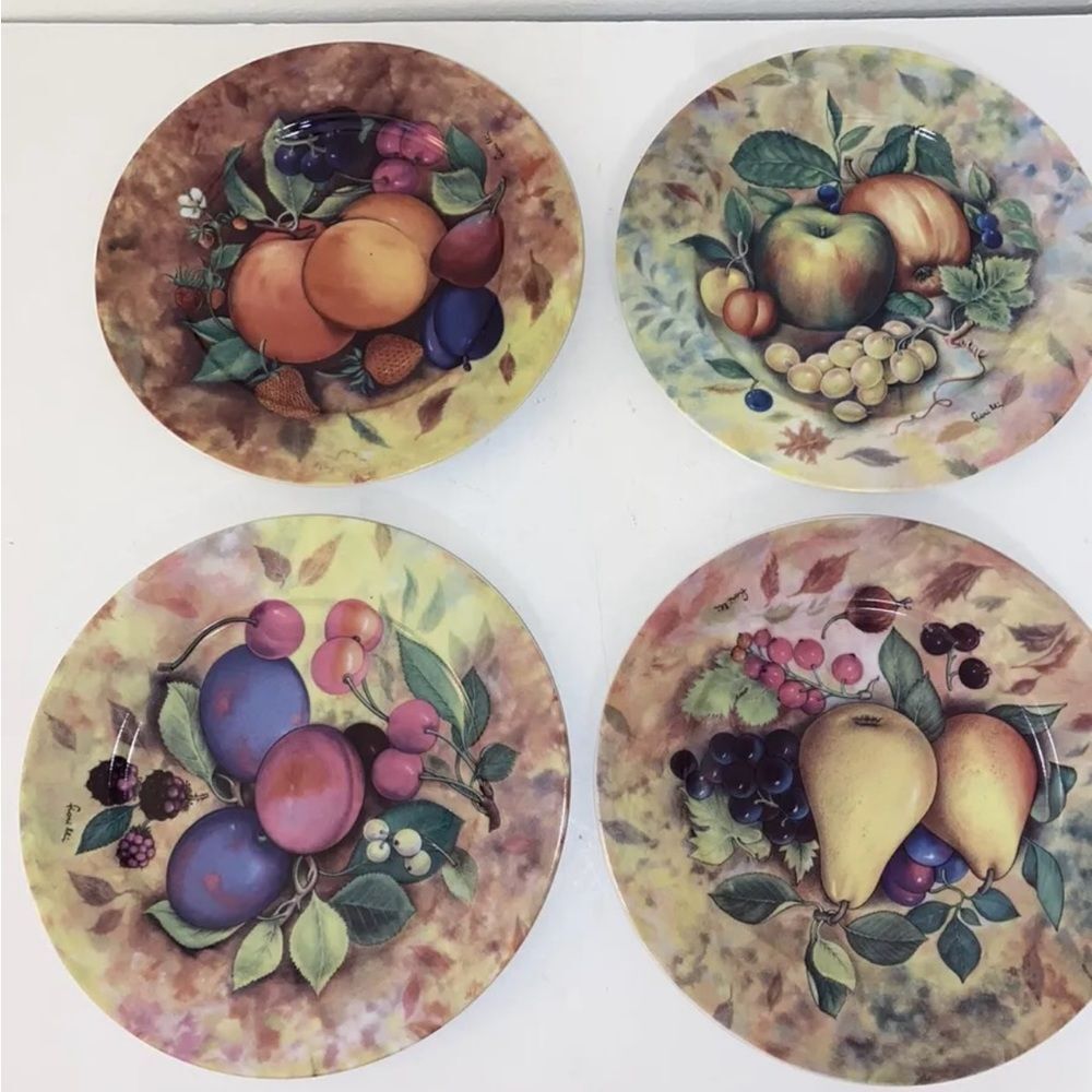 Set of 4 Email de Limoges Dessert Cheese Plates